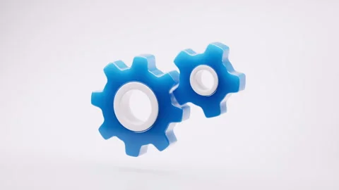 Mechanical gears with blue glass material, 3d rendering. Stock Footage 319832034