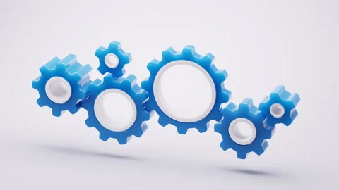 Mechanical gears with blue glass material, 3d rendering. Stock Footage 319832655