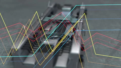 Mechanical Gears with Fluctuating Lines: Data Analysis and Market Trends Stock Footage 309842672