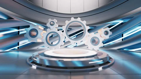 Mechanical gears with futuristic background, 3d rendering. Stock Footage 324678860