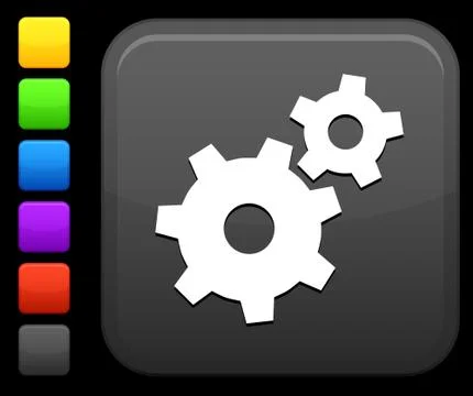 Mechanical gears icon on square internet button Stock Illustration