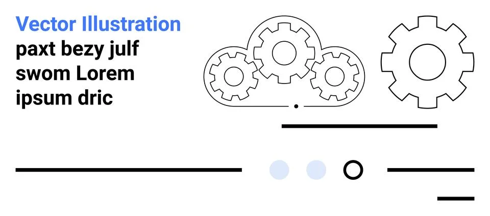 Mechanical gears interconnected, plus three lines of text. Themes engineering Stock Illustration