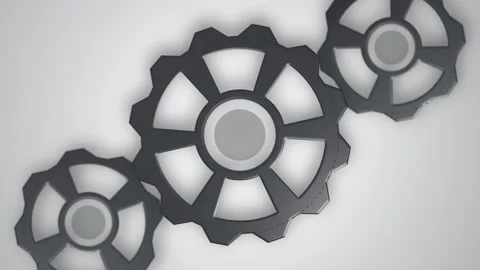 Mechanical gears interlock rotating seamless loop motion background Stock Footage 345601265