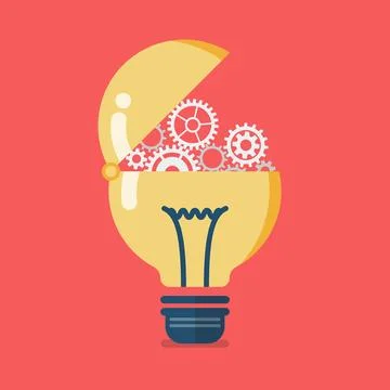 Mechanical gears in lightbulb Stock Illustration