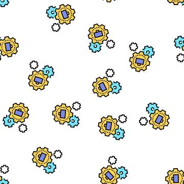 Mechanical gears vector seamless pattern Illustrazione stock