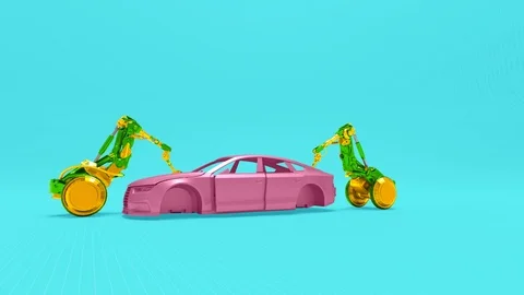 Mechanical hand serves car frame Stock Footage 114080473