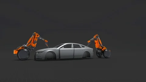 Mechanical hand serves car frame 스톡 동영상 114080887
