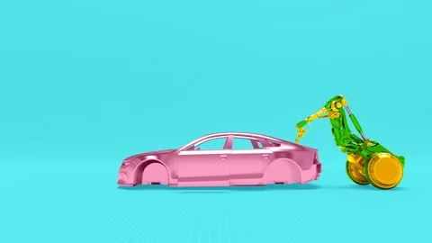 Mechanical hand serves car frame Stock Footage 114083488