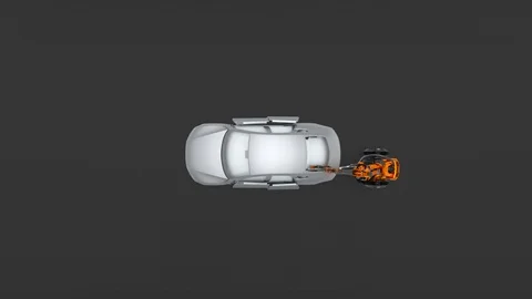 Mechanical hand serves car frame Stock Footage 114084127
