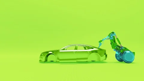 Mechanical hand serves car frame Stock Footage 114084405