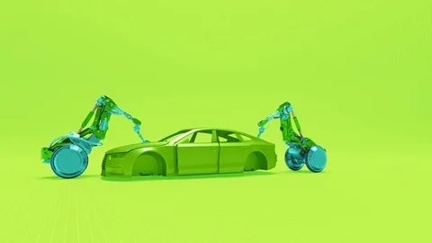 Mechanical hand serves car frame Stock Footage 114084517