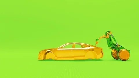 Mechanical hand serves car frame Stock Footage 114084644