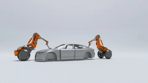 Mechanical hand serves car frame Stock Footage 114114182