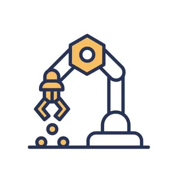 Mechanical Hand - vector line design single icon. Stock Illustration