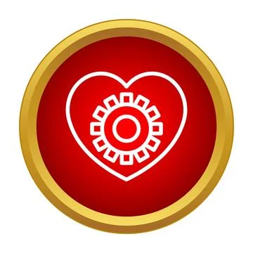 Mechanical heart with gear inside red circle logo Illustrazione stock