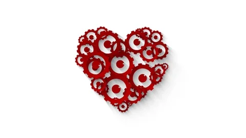 Mechanical heart red cogs concept Stock Footage 96140127