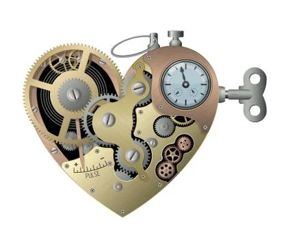Mechanical heart in steampunk style. Vector illustration. Stock Illustration