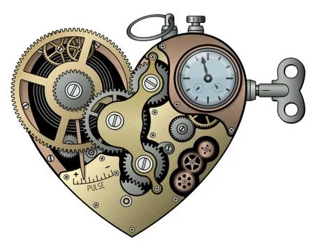 Mechanical heart in steampunk style. Vector illustration. Stock Illustration