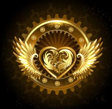 Mechanical heart with wings Stock Illustration