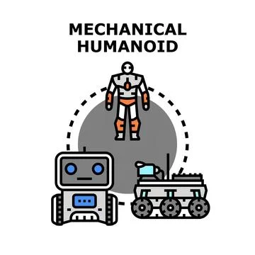 Mechanical humanoid robot and rover evolution concept Stock Illustration