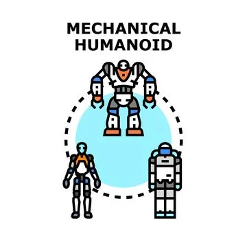 Mechanical humanoid robot future technology development concept Stock Illustration