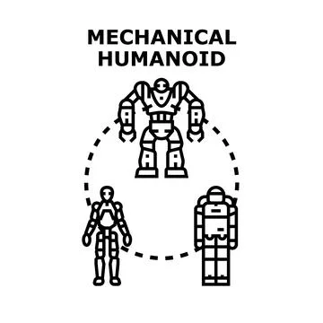 Mechanical humanoid robot future technology development concept Stock Illustration