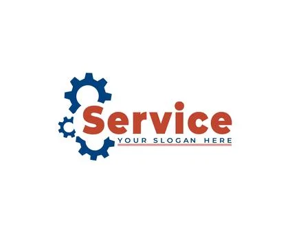 Mechanical iconic  design for service center red and Blue color Stock Illustration