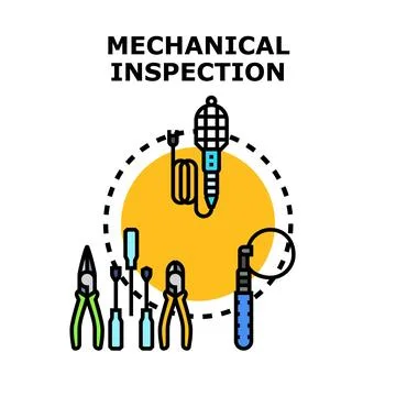 Mechanical inspection concept with various tools for engineering Stock Illustration