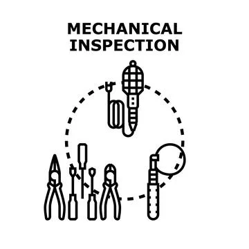 Mechanical inspection concept with various tools for engineering Stock Illustration