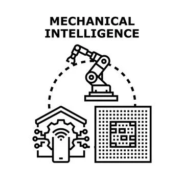 Mechanical intelligence concept with robotic arm automation Stock Illustration