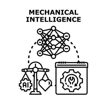 Mechanical intelligence concept vector black illustration Stock Illustration