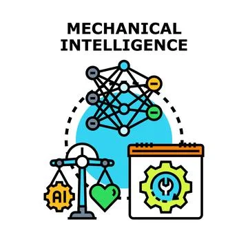 Mechanical intelligence concept vector color illustration Stock Illustration
