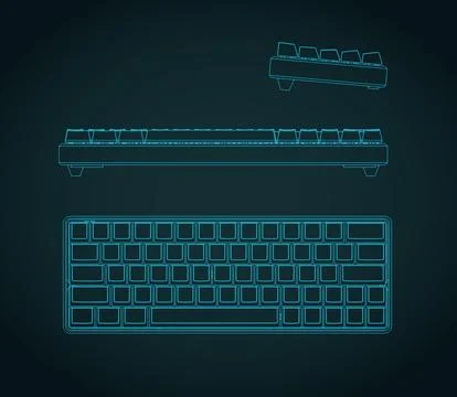Mechanical keyboard blueprints Stock Illustration