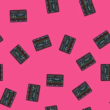 Mechanical keyboard gaming pc vector seamless pattern Stock Illustration