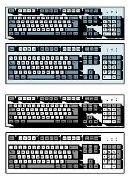 Mechanical keyboard illustrations Illustrazione stock