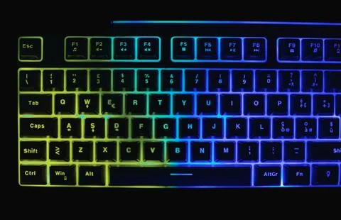 Mechanical keyboard with leds and mouse Stock Photos