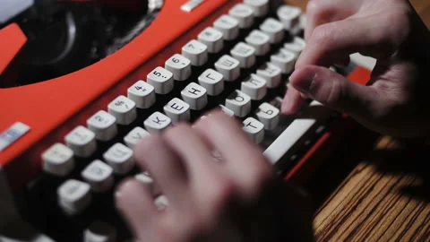Mechanical keyboard on a typewriter. Close-up typing. Stock Footage 199095462