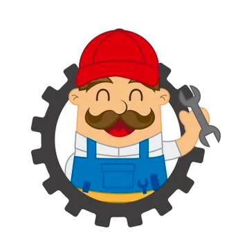 Mechanical label over white background vector illustration Stock Illustration