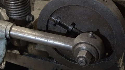 Mechanical levers in motion on a machine for working wire Stock Footage 104818240