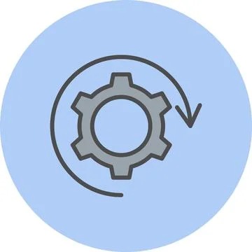 Mechanical Line Filled Circle Icon Stock Illustration