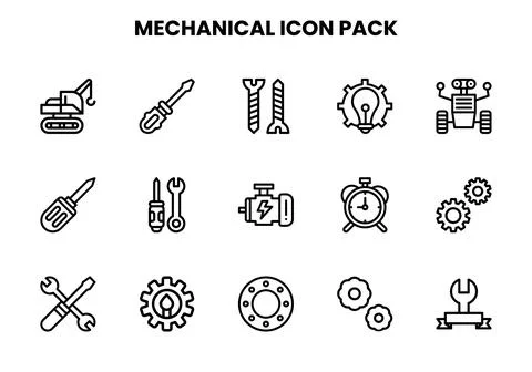 Mechanical Line Scalable Icons Pack Illustrazione stock