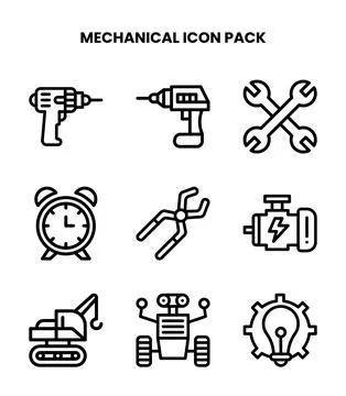 Mechanical Line Scalable Icons Pack Illustrazione stock