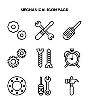 Mechanical Line UI Icons Pack 스톡 일러스트
