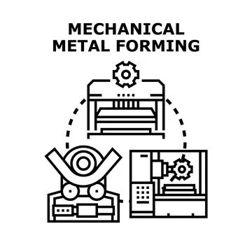 Mechanical metal forming engineering production manufacturing process Stock Illustration
