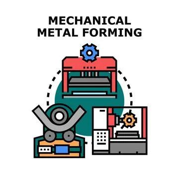Mechanical metal forming engineering production manufacturing process Stock Illustration