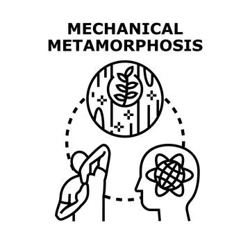 Mechanical metamorphosis transforming human technology into nature Stock Illustration