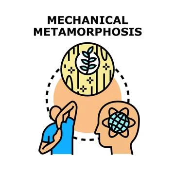 Mechanical metamorphosis transforming human technology into nature Stock Illustration