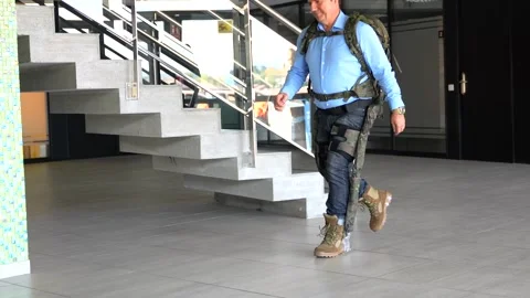 Mechanical military exoskeleton to help unrecognizable soldiers and militar.. Stock Footage 255217584