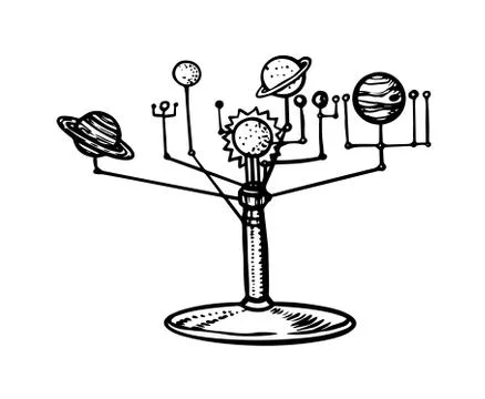 Mechanical model of the Solar System, Planets in space. Tellurion or Orrery イラスト素材