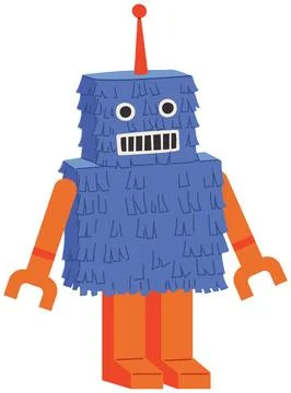 Mechanical monster, robotic computer machine. Creative invention, cute robot Illustrazione stock